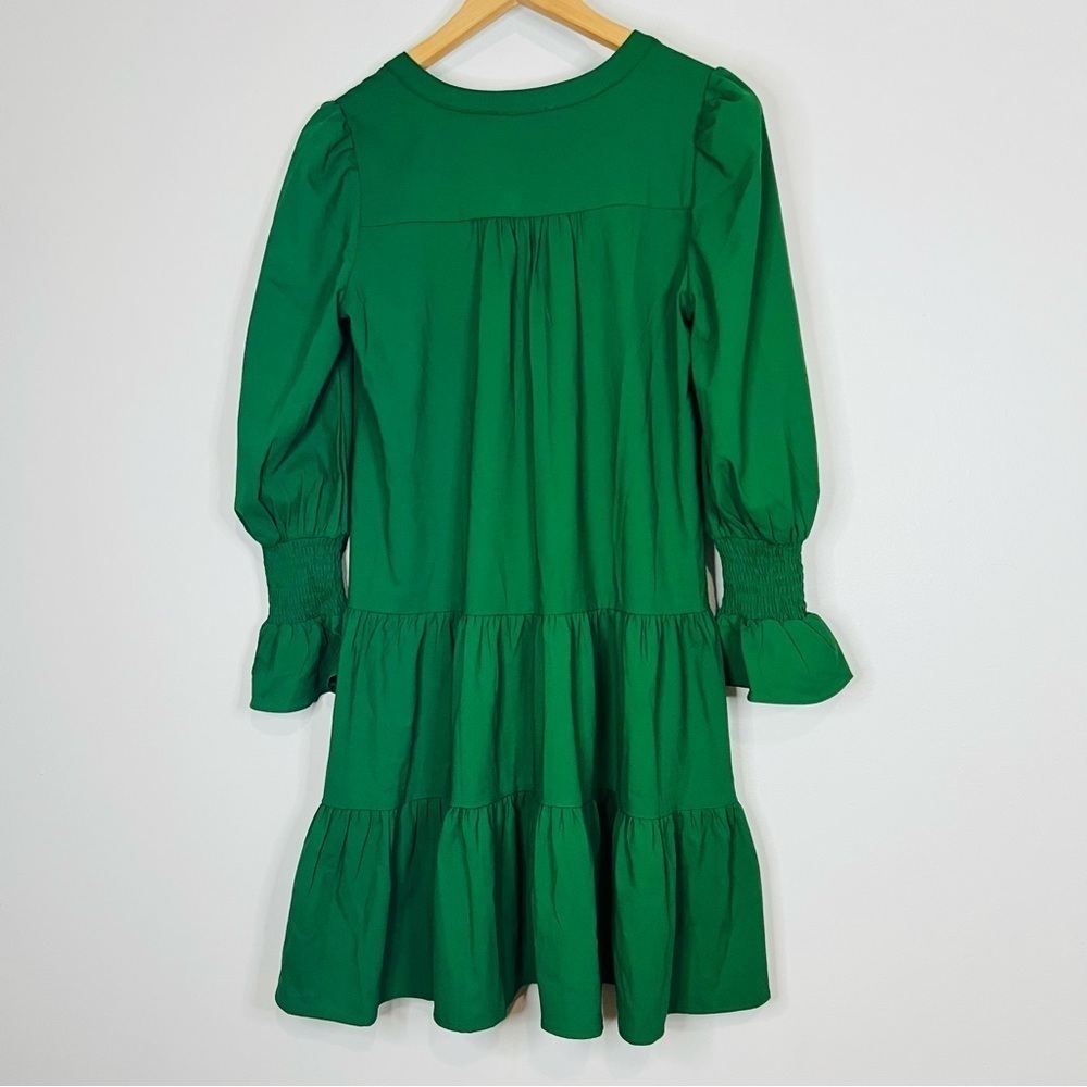 NEW Tuckernuck Pomander Place Kenzo Hunter Green Crepe Dress Long Sleeve xsmall - Picture 5 of 8